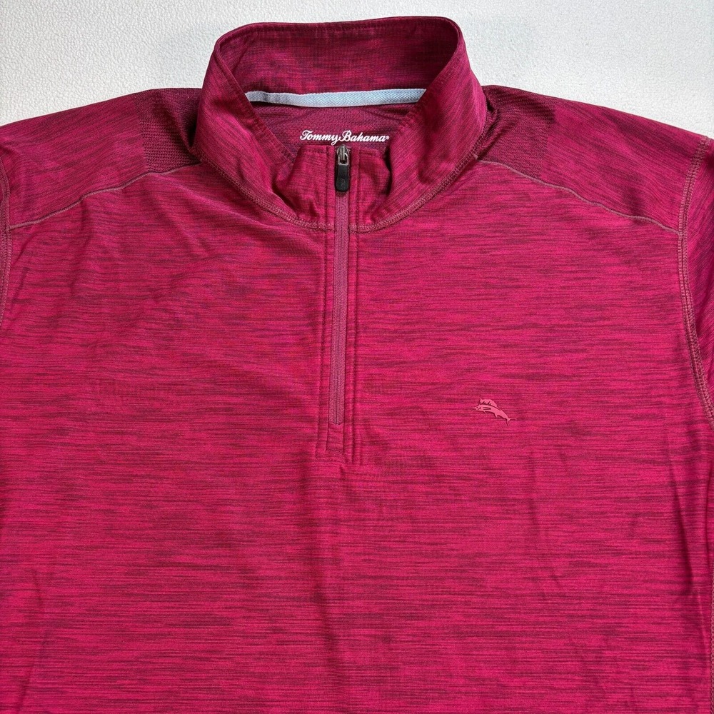 Tommy Bahama Island Zone 1/4 Zip Mens XL Burgundy Red Perforated Lightweigh Logo - Picture 4 of 16